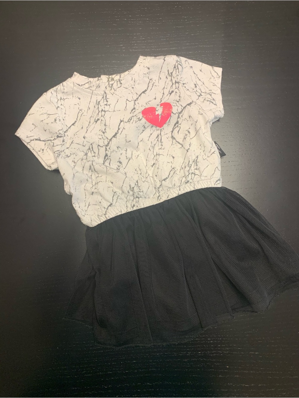 Mini Heroes 3-6m White, Black & Pink Dress